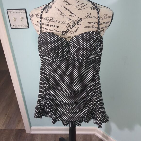 Ana a new approach swimsuit one piece 6 black white polka dot - Picture 1 of 6